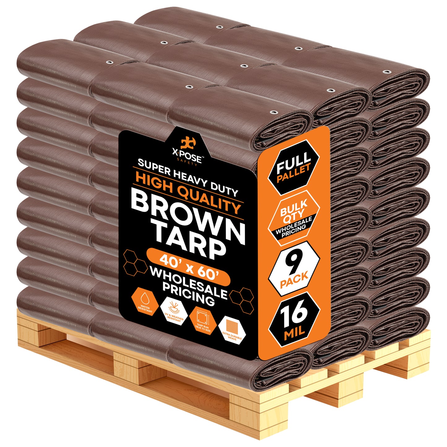 16 Mil Brown Super Heavy Duty Poly Tarp Bulk Pallet