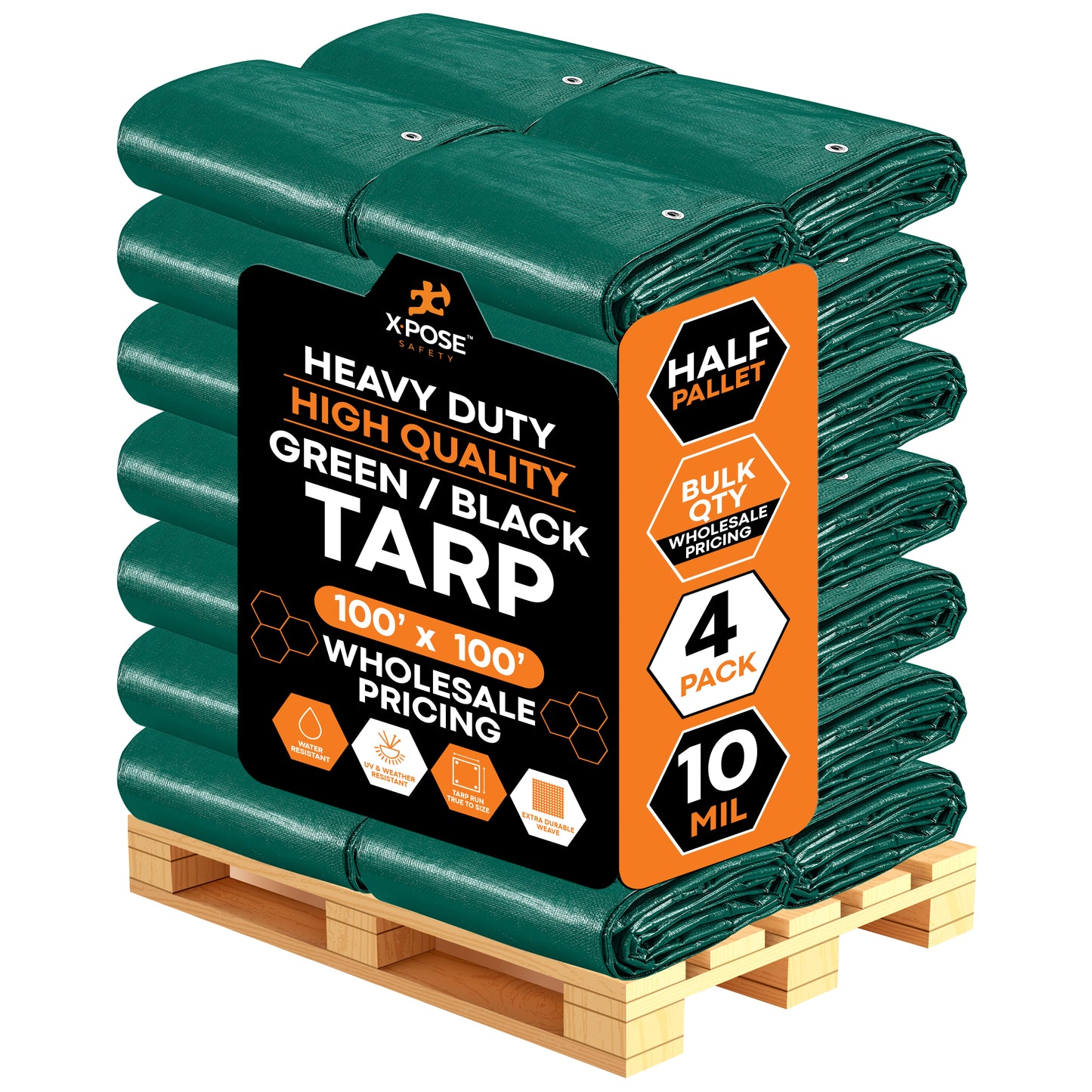 10 Mil Green Black Heavy Duty Poly Tarp Bulk Pallet