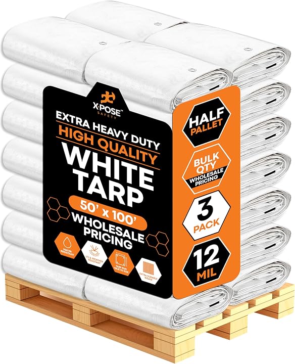 12 Mil White Extra Heavy Duty Poly Tarp Bulk Pallet