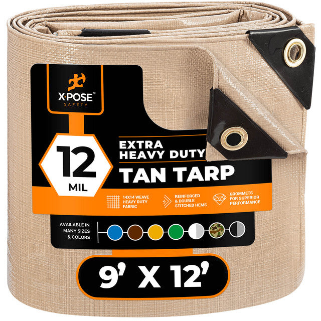 12 Mil Tan Extra Heavy Duty Poly Tarp – 14x14 Weave UV Treated – The Tarps Wholesaler