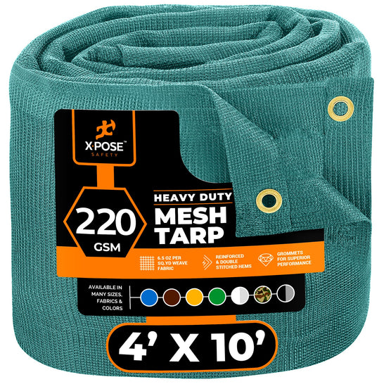 truck tarp fabric XPOSE SAFETY Tarp, 10 ft x 16 ft, 220 GSM, Green, Mesh, GMT-1016-X Front LED Licht für lasting protection in any f80 m3 Size:45' x 48'