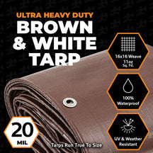 20 Mil Brown White Ultra Heavy Duty Poly Tarps