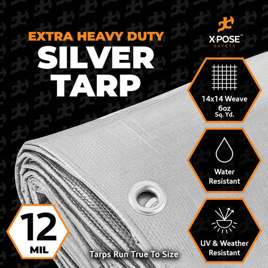 12'X26' Silver Tarp EXTRA Heavy Duty 12 mil 3 Ply Coated Reinforced Canopy 6 oz 3 Layer 12'X26' Silver Tarp EXTRA Heavy Duty 12 mil 3 Ply Coated Reinforced Canopy 6 oz 3 Layer