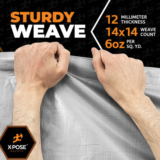 12x20 Foot Silver Premium 14 Mil Extreme Duty Poly Tarp – Waterproof, Heavy Duty Vinyl, Free Shipping