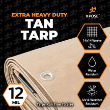 12 Mil Tan Extra Heavy Duty Poly Tarp