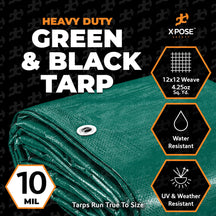10 Mil Green Black Heavy Duty Poly Tarp