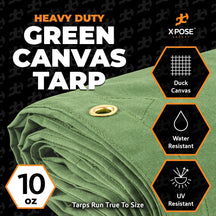 Green Canvas Tarps 10oz