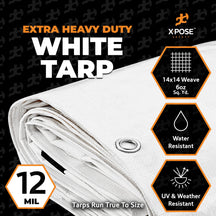 12 Mil White Extra Heavy Duty Poly Tarp