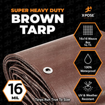 16 Mil Brown Super Heavy Duty Poly Tarp