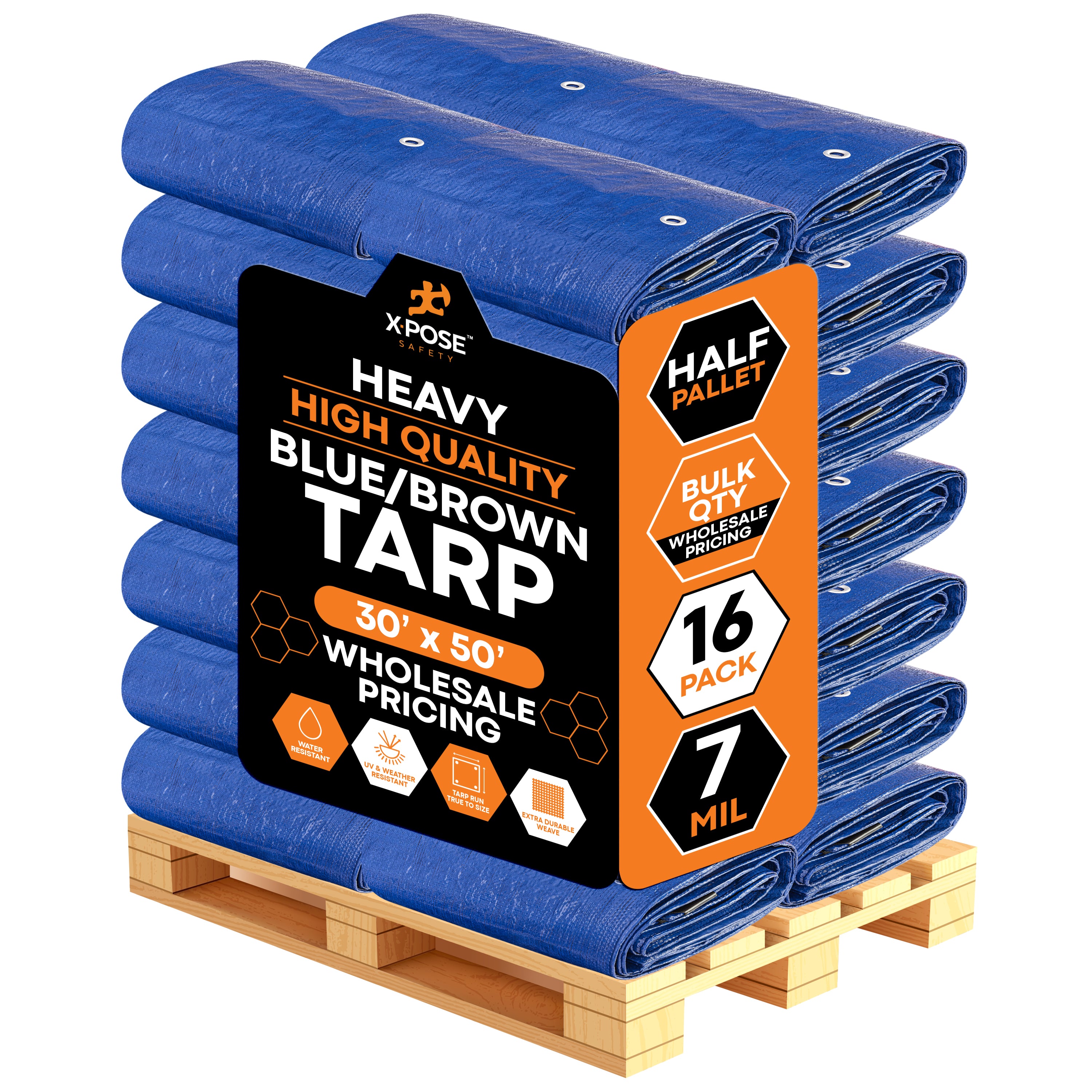 7 Mil Blue/Brown Heavy Duty Poly Tarp – 10x10 Weave UV Treated