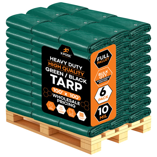 10 Mil Green Black Heavy Duty Poly Tarp Bulk Pallet
