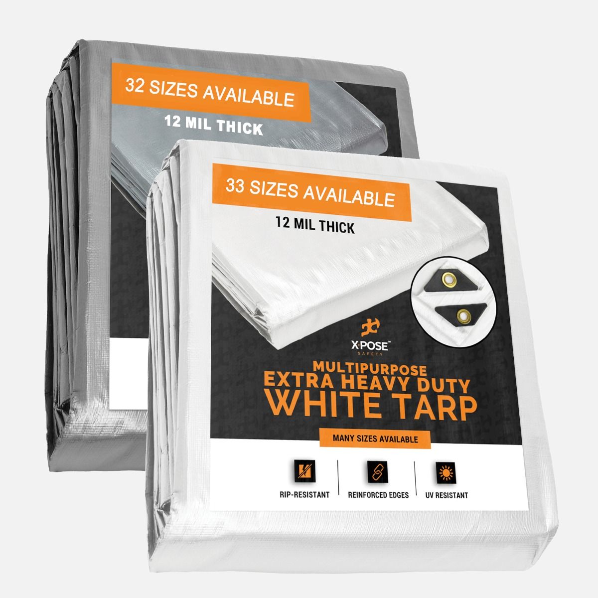 Heavy Duty White Poly Tarp 15 x 30Multipurpose Protective Cover Extra Thick 12 Mil Polyethylene Rip and Tear Resistant by Xpose Safety Weather Proof Durable Waterproof 